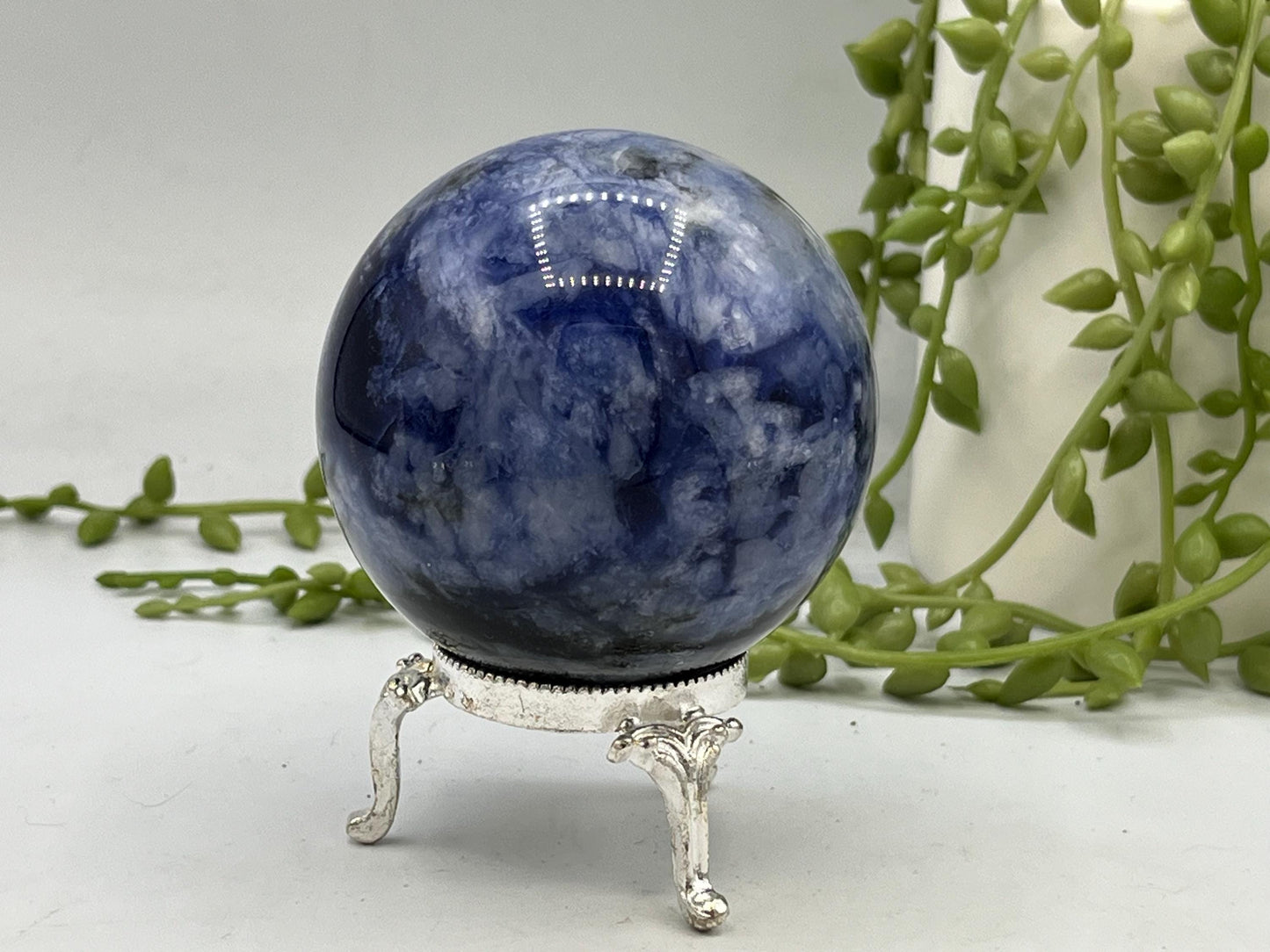 Afghanite Sphere (A), blue Afghanite sphere, polished Afghanite, crystal sphere, UV reactive, Cancrinite group of crystals.