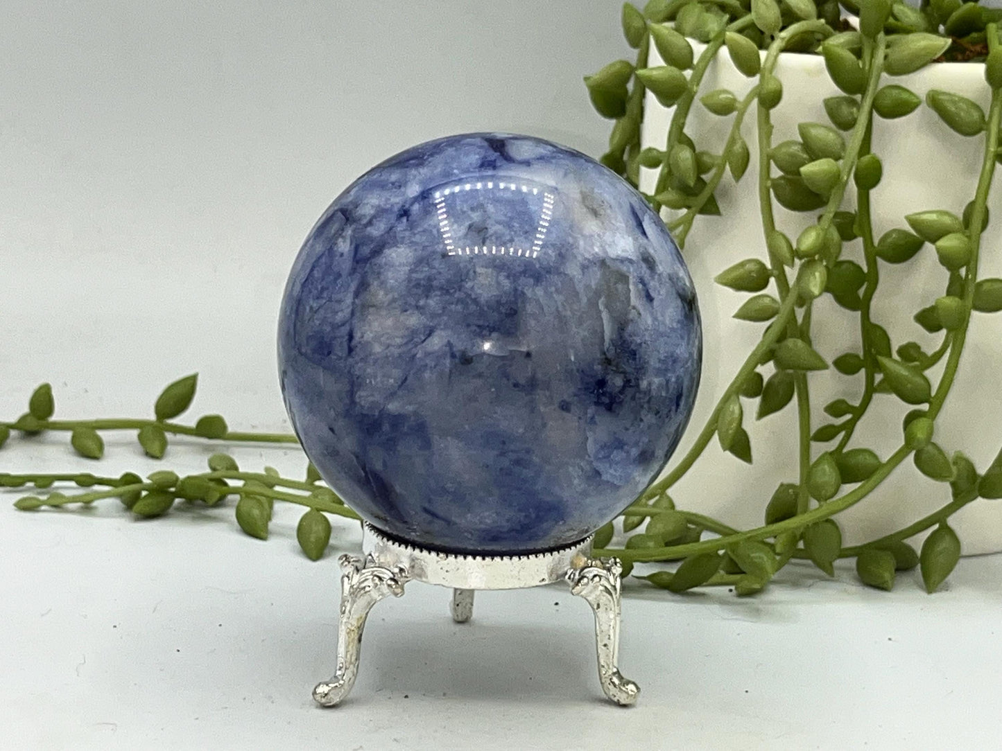 Afghanite Sphere (B), blue Afghanite sphere, polished Afghanite, crystal sphere, UV reactive, Cancrinite group of crystals.