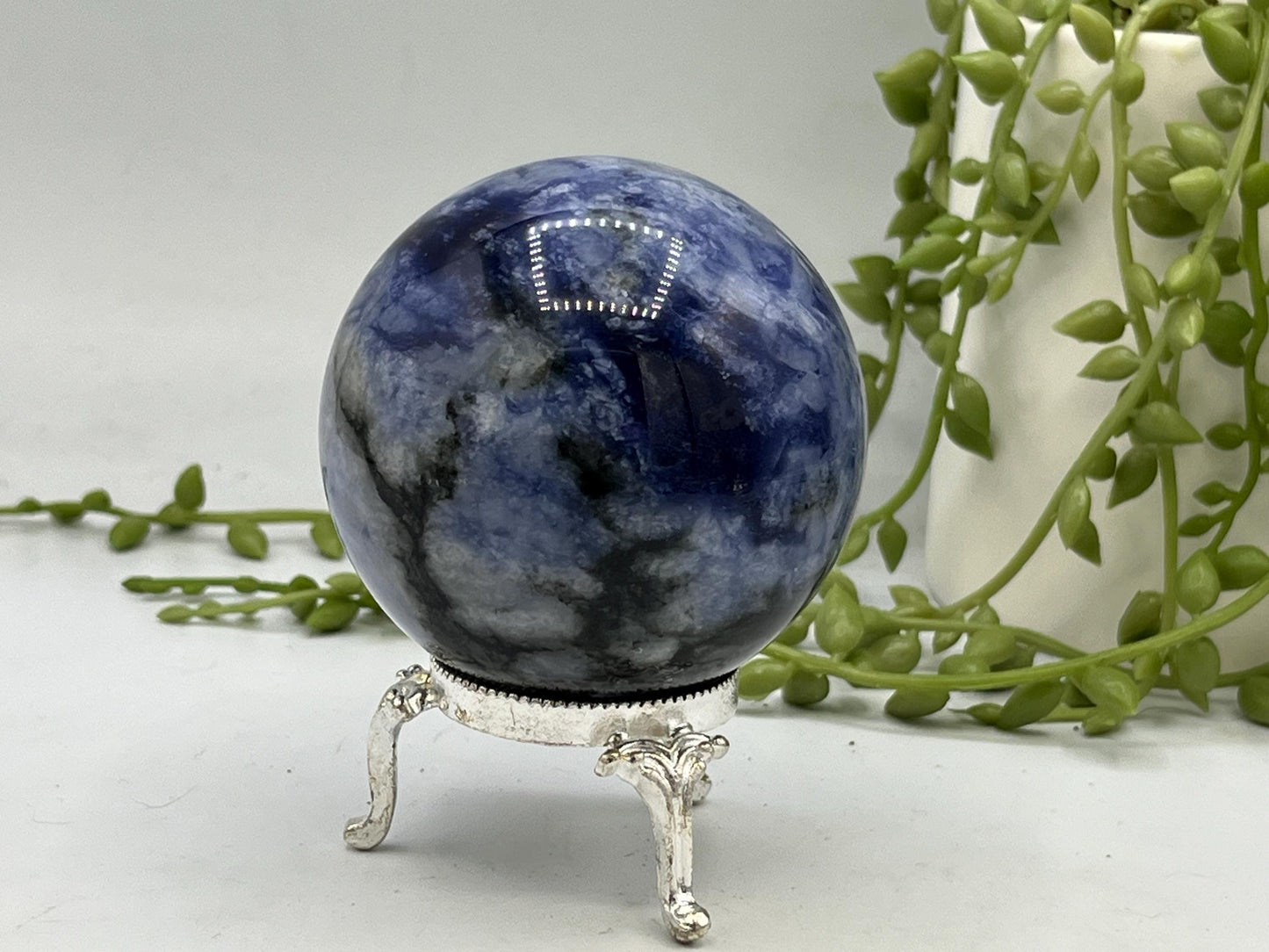 Afghanite Sphere (A), blue Afghanite sphere, polished Afghanite, crystal sphere, UV reactive, Cancrinite group of crystals.