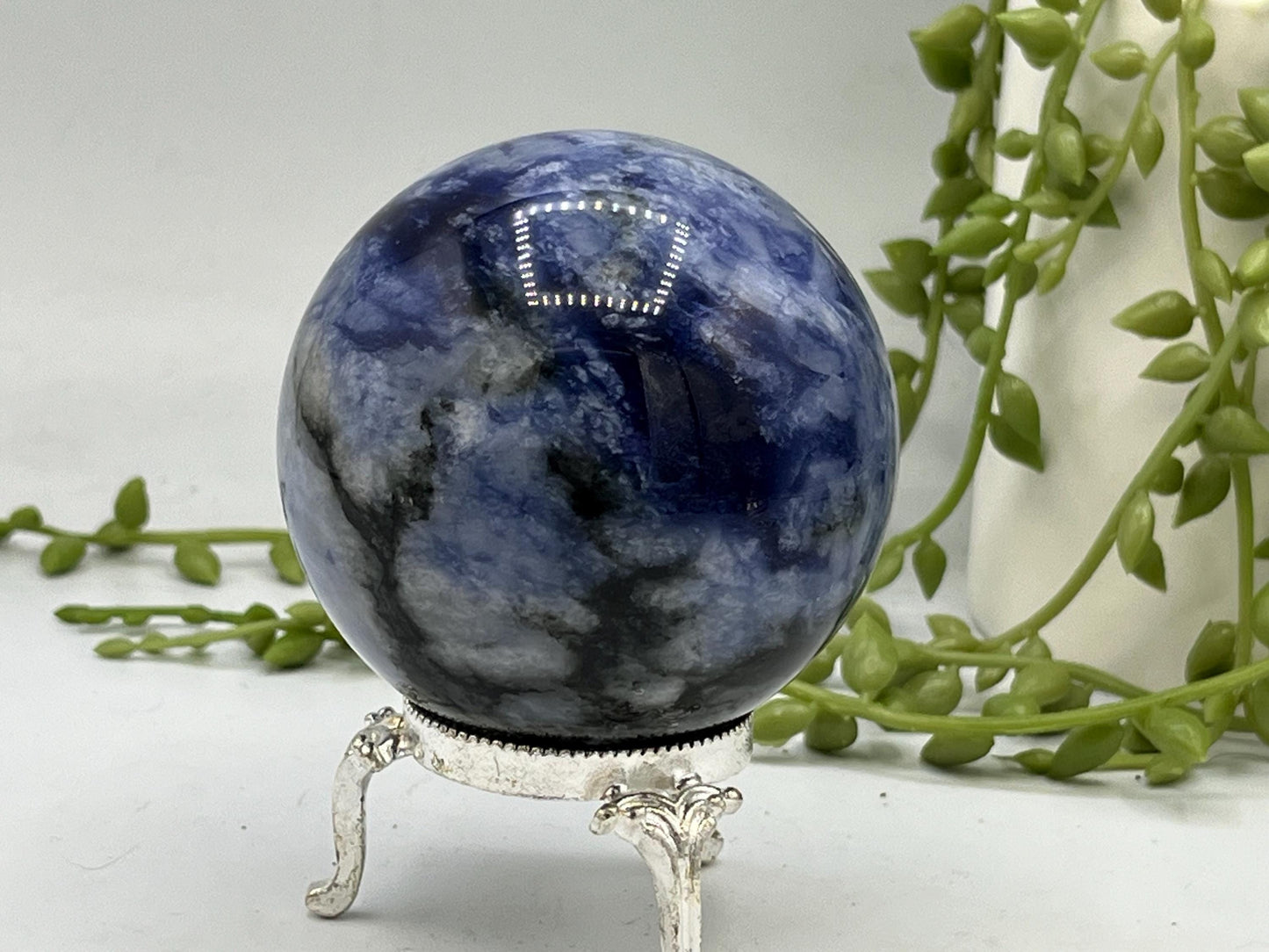 Afghanite Sphere (A), blue Afghanite sphere, polished Afghanite, crystal sphere, UV reactive, Cancrinite group of crystals.