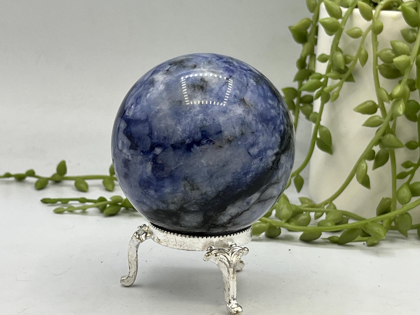 Afghanite Sphere (A), blue Afghanite sphere, polished Afghanite, crystal sphere, UV reactive, Cancrinite group of crystals.