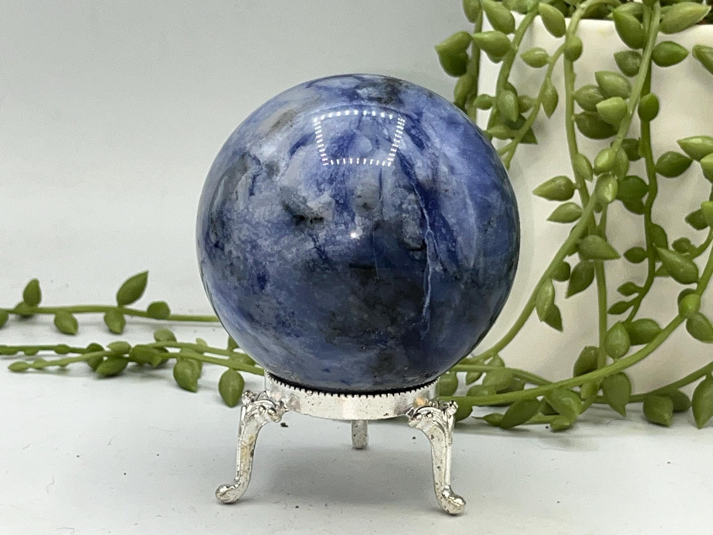 Afghanite Sphere (B), blue Afghanite sphere, polished Afghanite, crystal sphere, UV reactive, Cancrinite group of crystals.