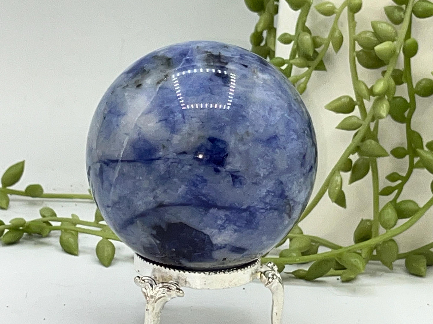 Afghanite Sphere (C), blue Afghanite sphere, polished Afghanite, crystal sphere, UV reactive, Cancrinite group of crystals.