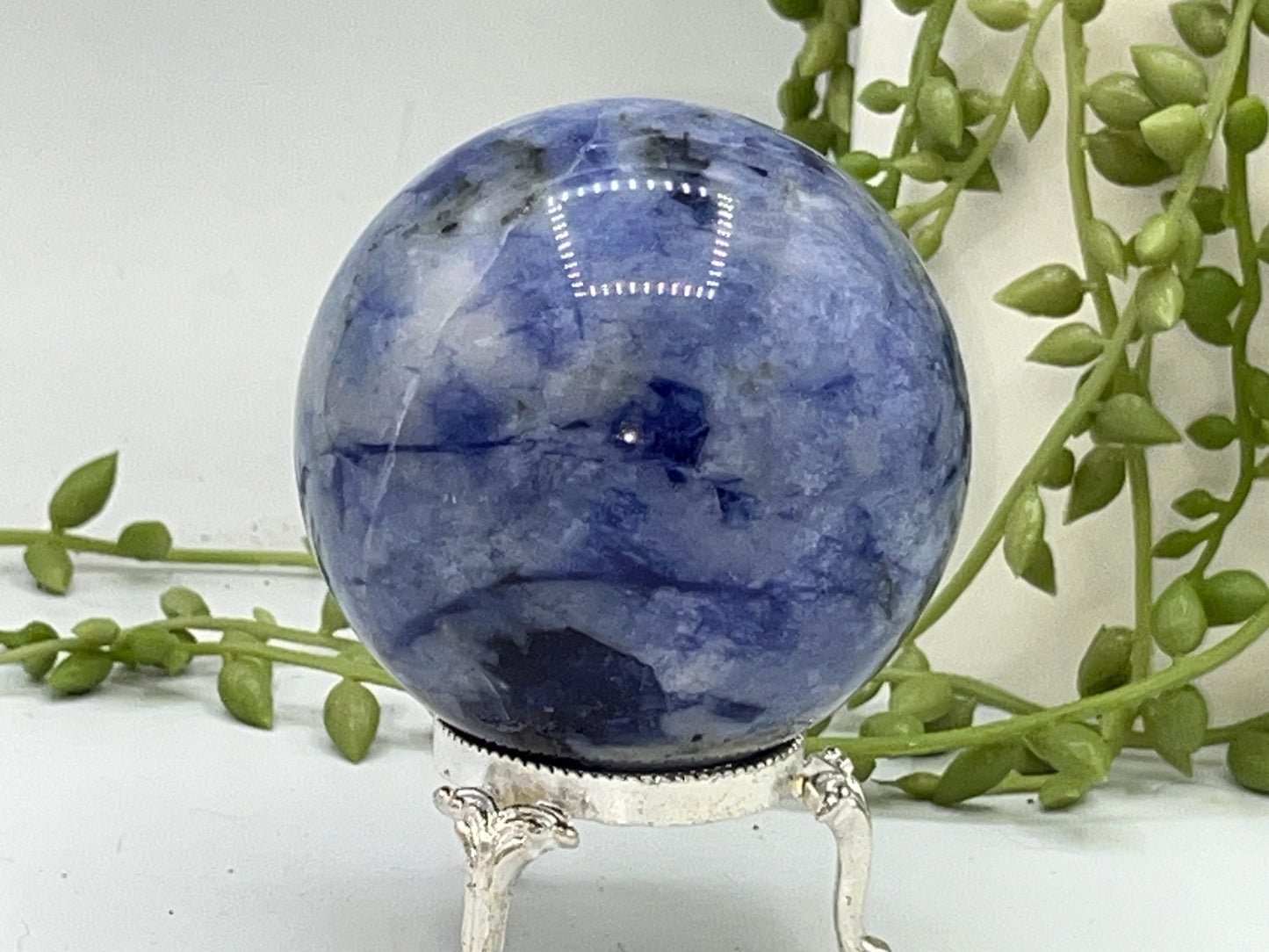 Afghanite Sphere (C), blue Afghanite sphere, polished Afghanite, crystal sphere, UV reactive, Cancrinite group of crystals.