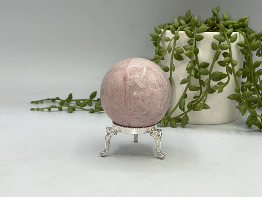 Peruvian Pink Opal sphere, (A) Natural Crystal, 5.6cm in diameter, Peppermint Candy sphere, heart chakra, perfect for anxiety & self healing