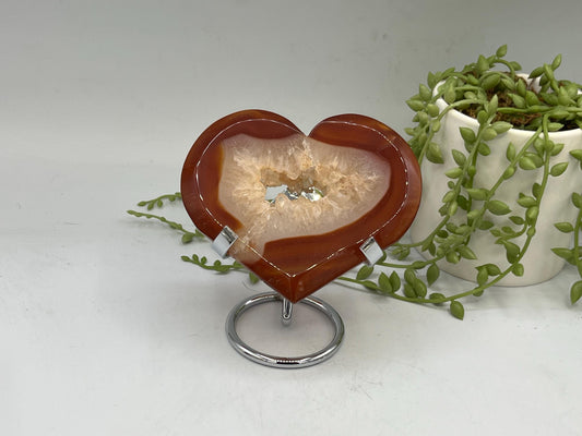 Carnelian Heart (E) with Druzy, Carnelian, Crystal Collection, Chakra Stones, Orange, Red Crystals, Carnelian Flat Heart, Drusy Carnelian.