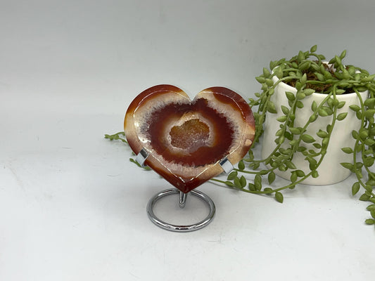 Carnelian Heart (F) with Druzy, Carnelian, Crystal Collection, Chakra Stones, Orange, Red Crystals, Carnelian Flat Heart, Drusy Carnelian.