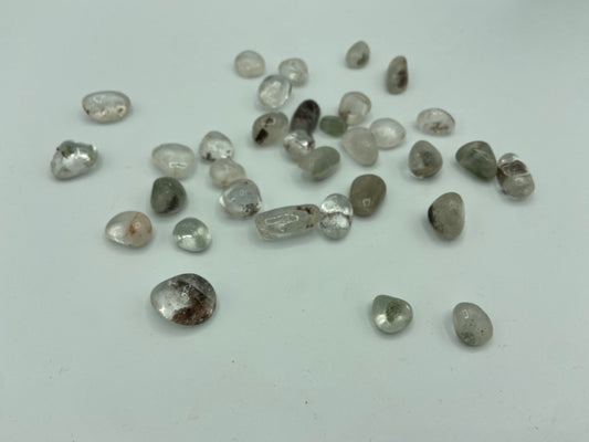 Garden Quartz tumble stone, pocket crystal, Lodolite Tumbled crystals - clear quartz Crystal - chlorite hematite feldspar included quartz