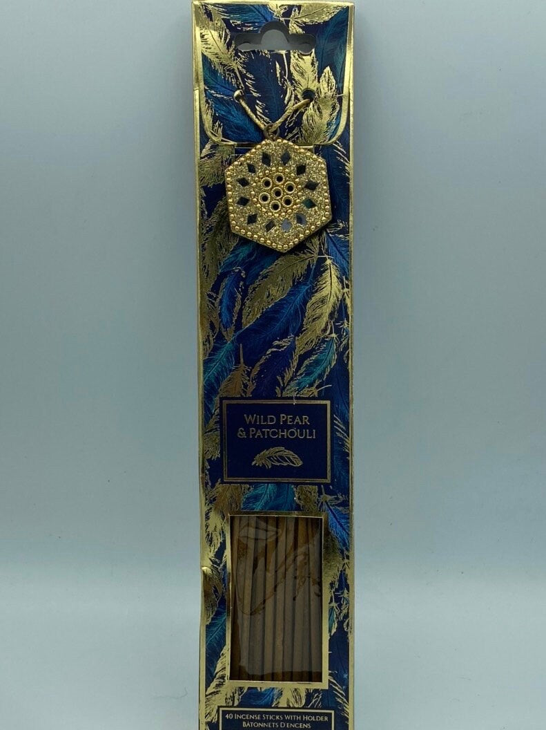 Incense sticks with incense holder included gift set, wild pear and patchouli, home scent, home fragrance