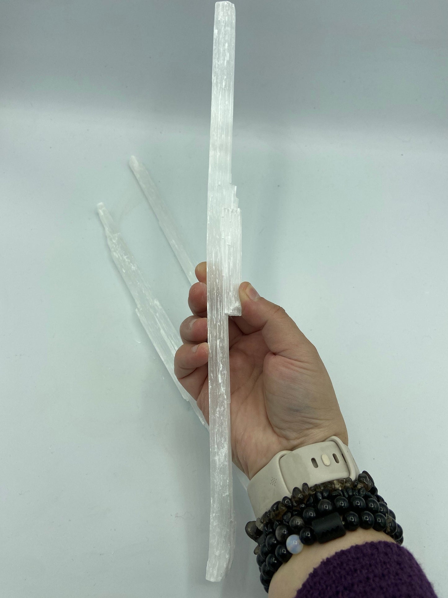 Large Selenite Wand approx 40cm Stick, Selenite Charging Plate, Cleansing Crystal Stick, Aura Cleansing, Crystal Wand, Selenite Crystals