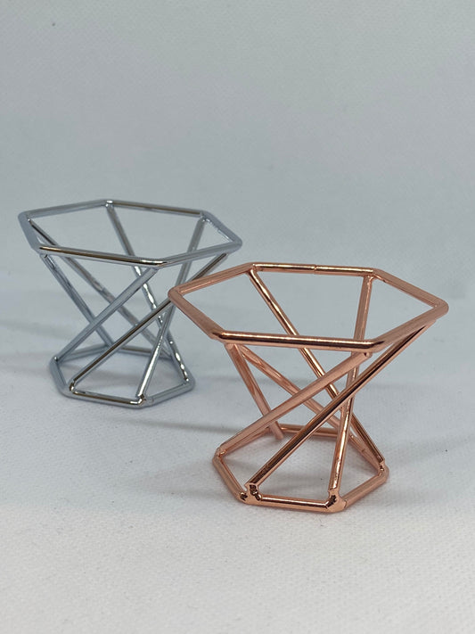 Geometric sphere/heart stand, modern style crystal display stand, silver/ rose gold reversible stand