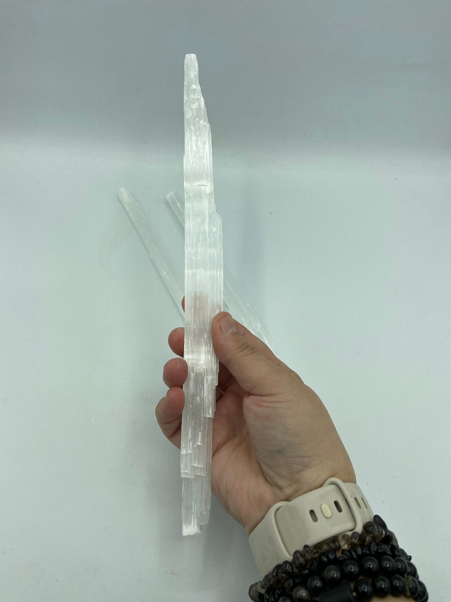 Large Selenite Wand approx 40cm Stick, Selenite Charging Plate, Cleansing Crystal Stick, Aura Cleansing, Crystal Wand, Selenite Crystals