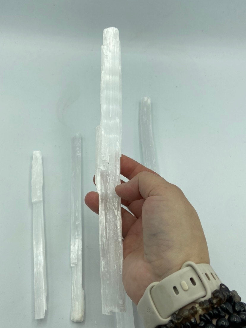 Selenite Wand approx 20-40cm Sticks, Selenite Charging Plate, Cleansing Crystal Stick, Aura Cleansing, Crystal Wand, Selenite Crystals
