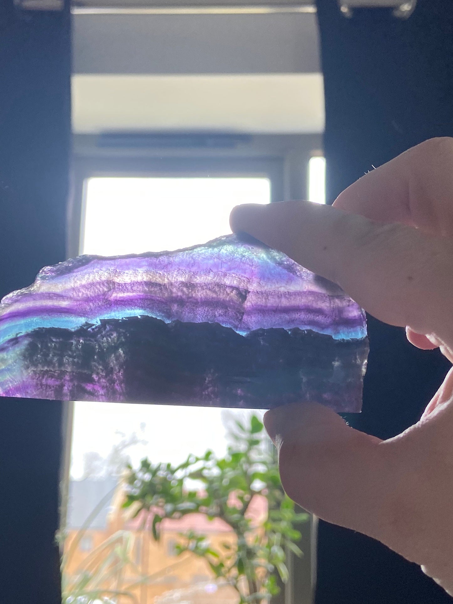 Fluorite slab/slices (C) Natural Rainbow Fluorite Slice, Crystal collection,crystal specimen, Rainbow Fluorite Slice, crystal Slice