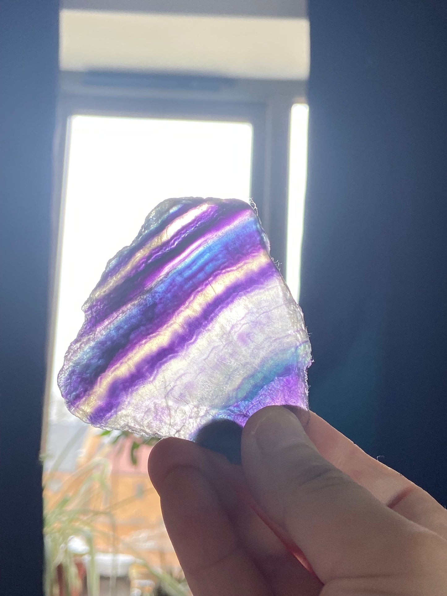 Fluorite slab/slices (D) Natural Rainbow Fluorite Slice, Crystal collection,crystal specimen, Rainbow Fluorite Slice, crystal Slice
