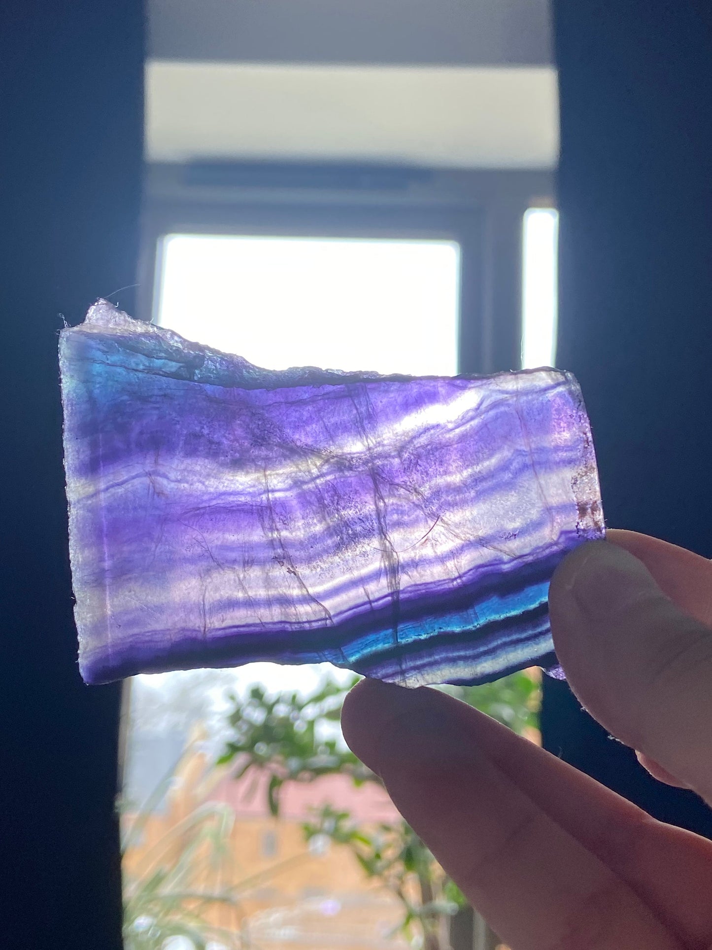 Fluorite slab/slices (I) Natural Rainbow Fluorite Slice, Crystal collection,crystal specimen, Rainbow Fluorite Slice, crystal Slice