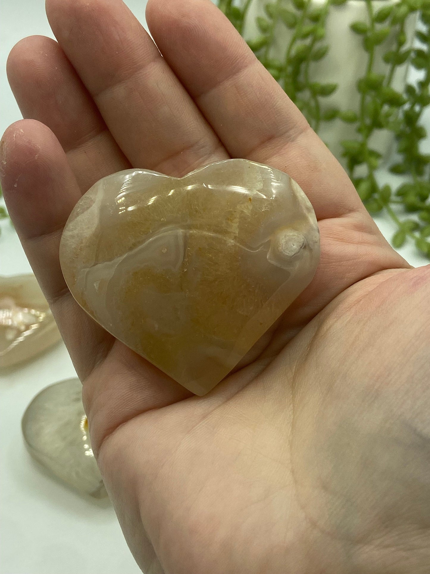 Sakura agate heart, cherry blossom agate heart, flower agate heart, Crystal heart, gemstone heart,