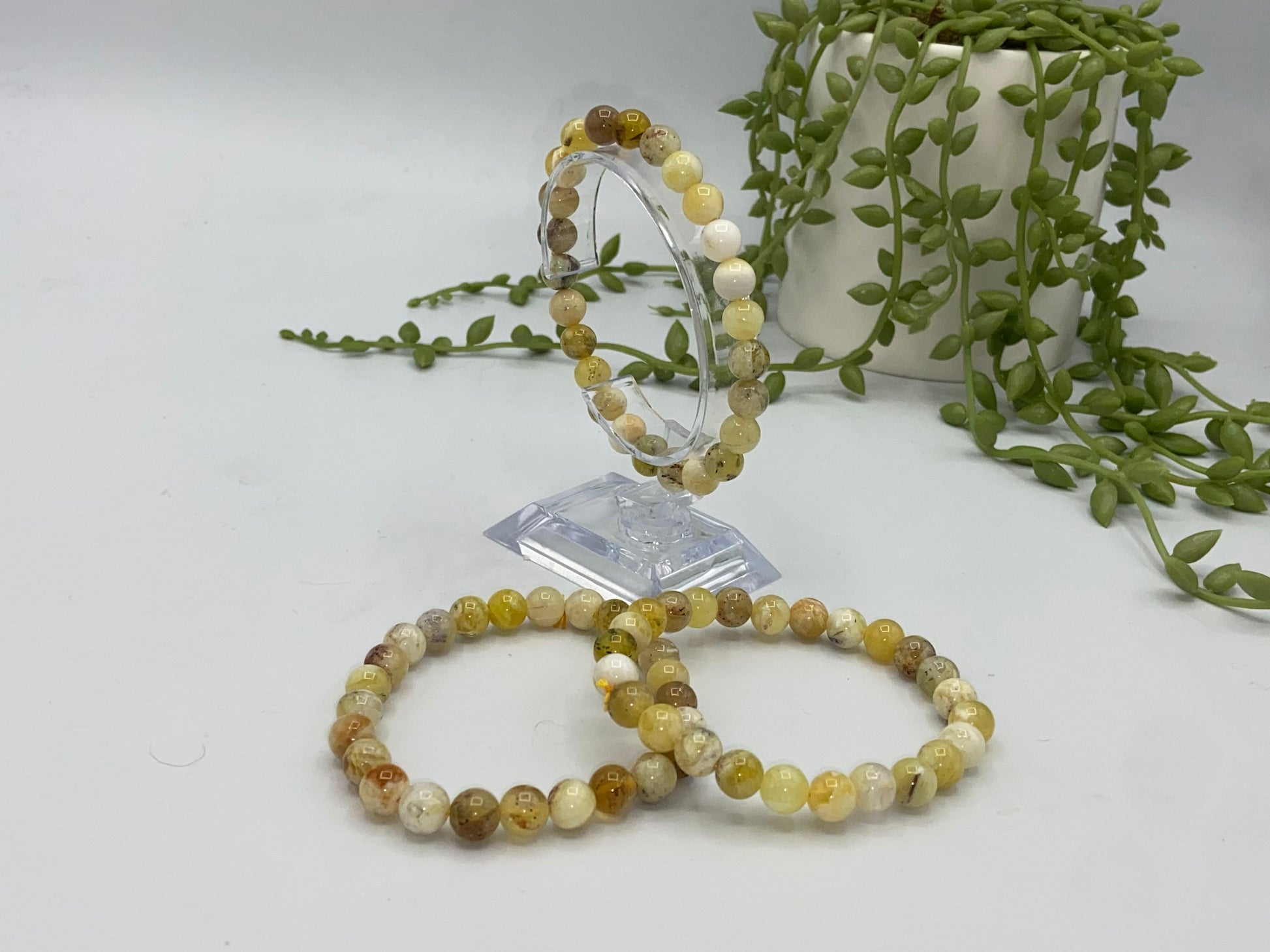 Unique Canary Opal, Yellow Opal Beaded Bracelet, Solar Plexus, Spiritual,