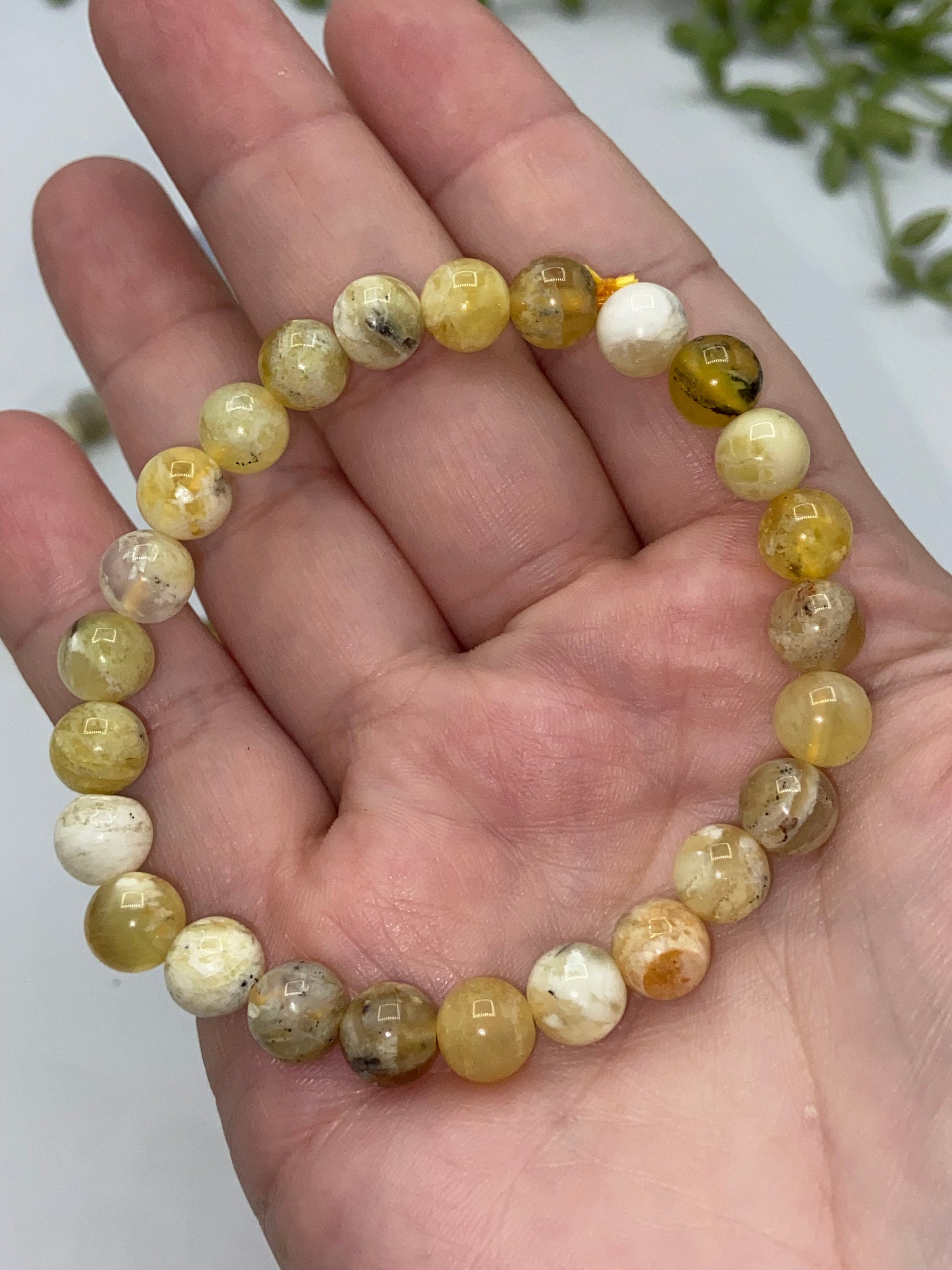 Unique Canary Opal, Yellow Opal Beaded Bracelet, Solar Plexus, Spiritual,