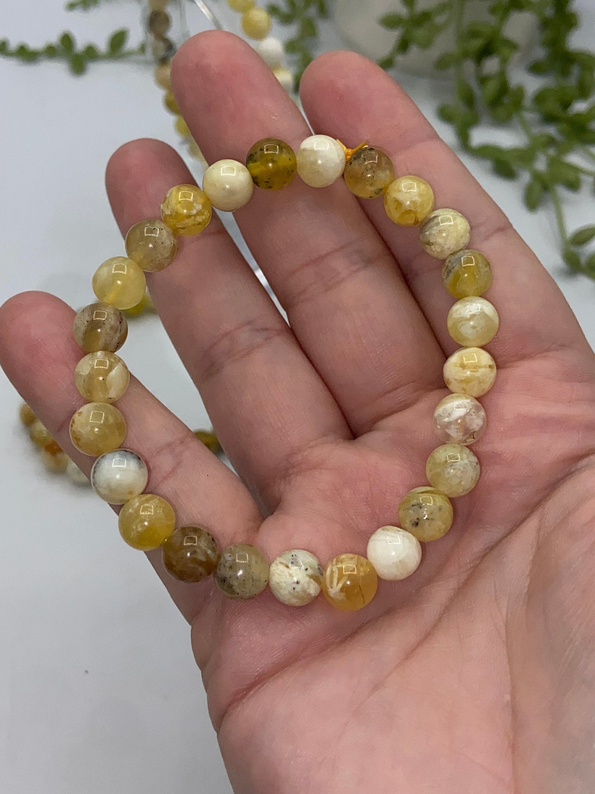 Unique Canary Opal, Yellow Opal Beaded Bracelet, Solar Plexus, Spiritual,