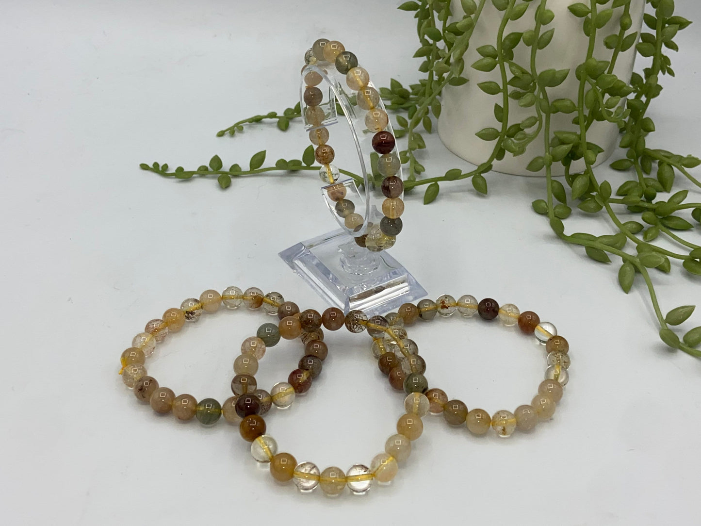 Multicoloured / Gold Rutilated Quartz Bracelet, Healing Crystals, Gemstone, Chakra Healing Bracelet, Golden Healer, Abundance, Wealth, 8mm