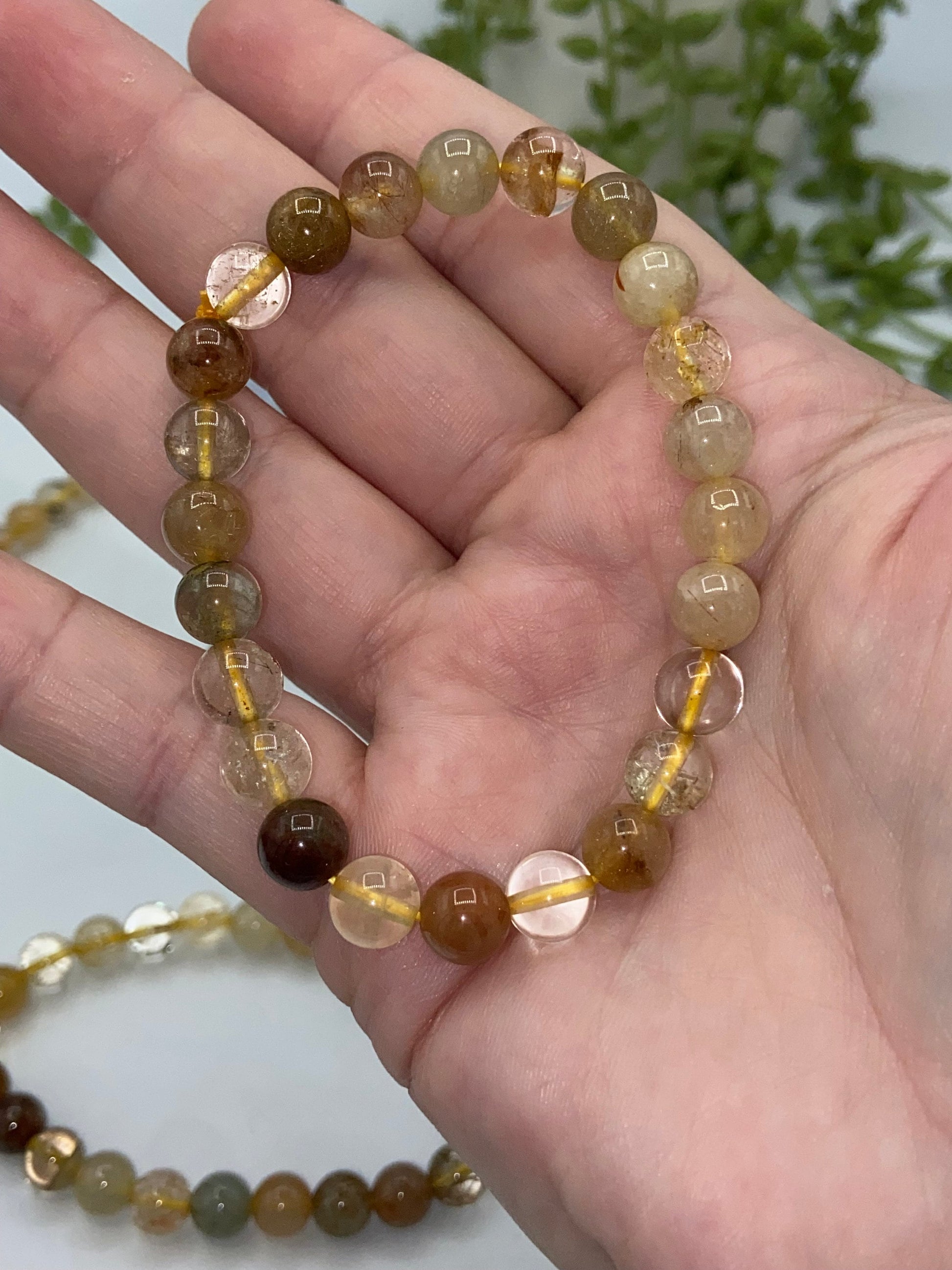 Multicoloured / Gold Rutilated Quartz Bracelet, Healing Crystals, Gemstone, Chakra Healing Bracelet, Golden Healer, Abundance, Wealth, 8mm