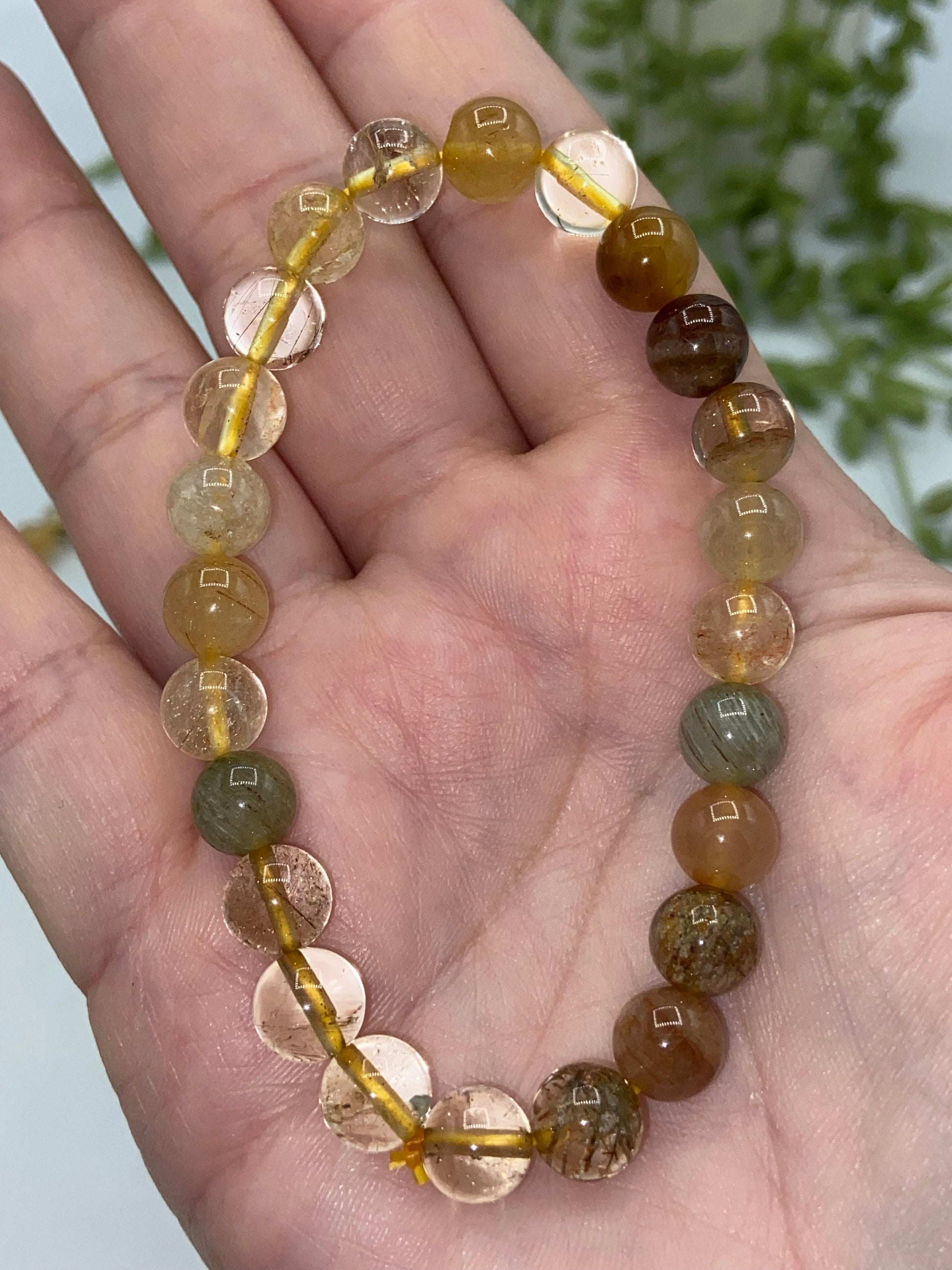 Multicoloured / Gold Rutilated Quartz Bracelet, Healing Crystals, Gemstone, Chakra Healing Bracelet, Golden Healer, Abundance, Wealth, 8mm