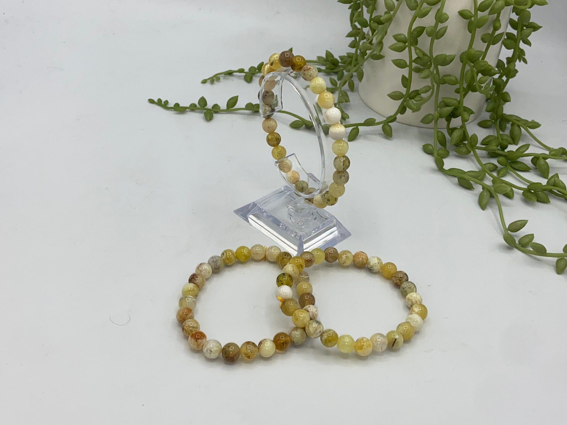 Unique Canary Opal, Yellow Opal Beaded Bracelet, Solar Plexus, Spiritual,