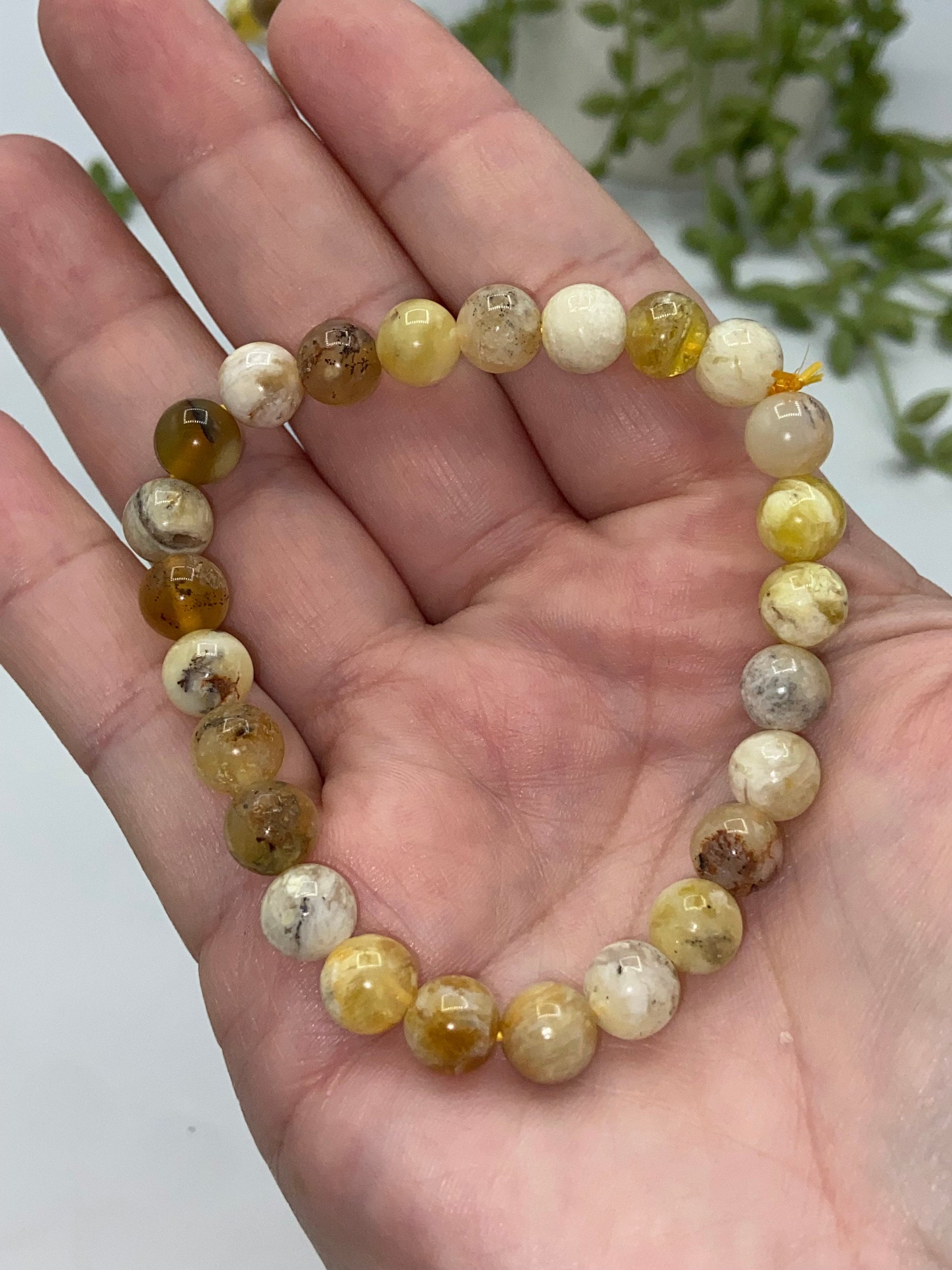 Unique Canary Opal, Yellow Opal Beaded Bracelet, Solar Plexus, Spiritual,