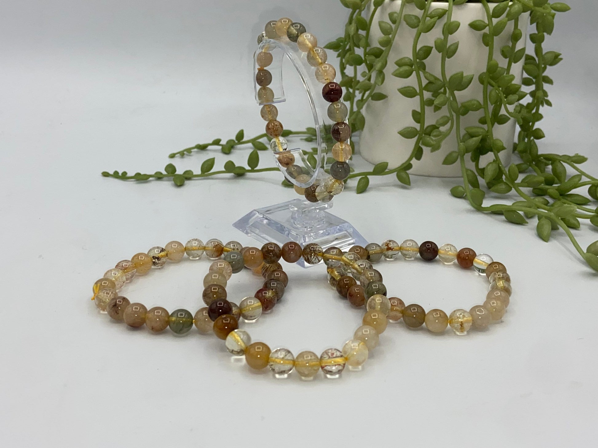 Multicoloured / Gold Rutilated Quartz Bracelet, Healing Crystals, Gemstone, Chakra Healing Bracelet, Golden Healer, Abundance, Wealth, 8mm