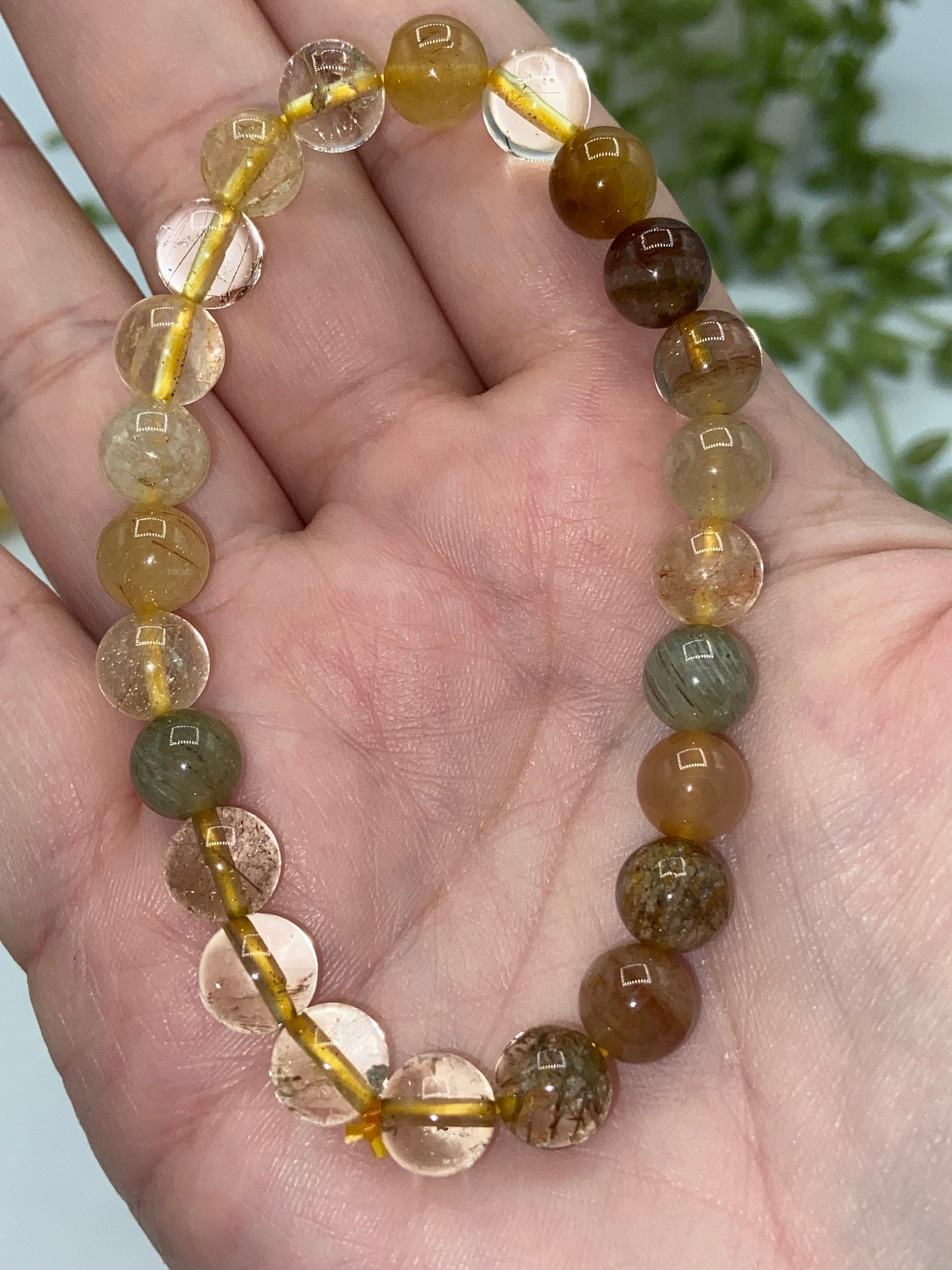 Multicoloured / Gold Rutilated Quartz Bracelet, Healing Crystals, Gemstone, Chakra Healing Bracelet, Golden Healer, Abundance, Wealth, 8mm